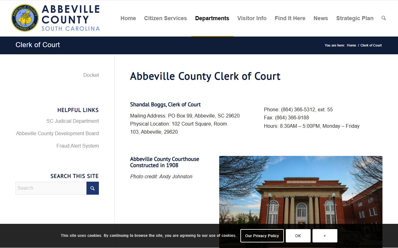 Abbeville County family court records clerk of court