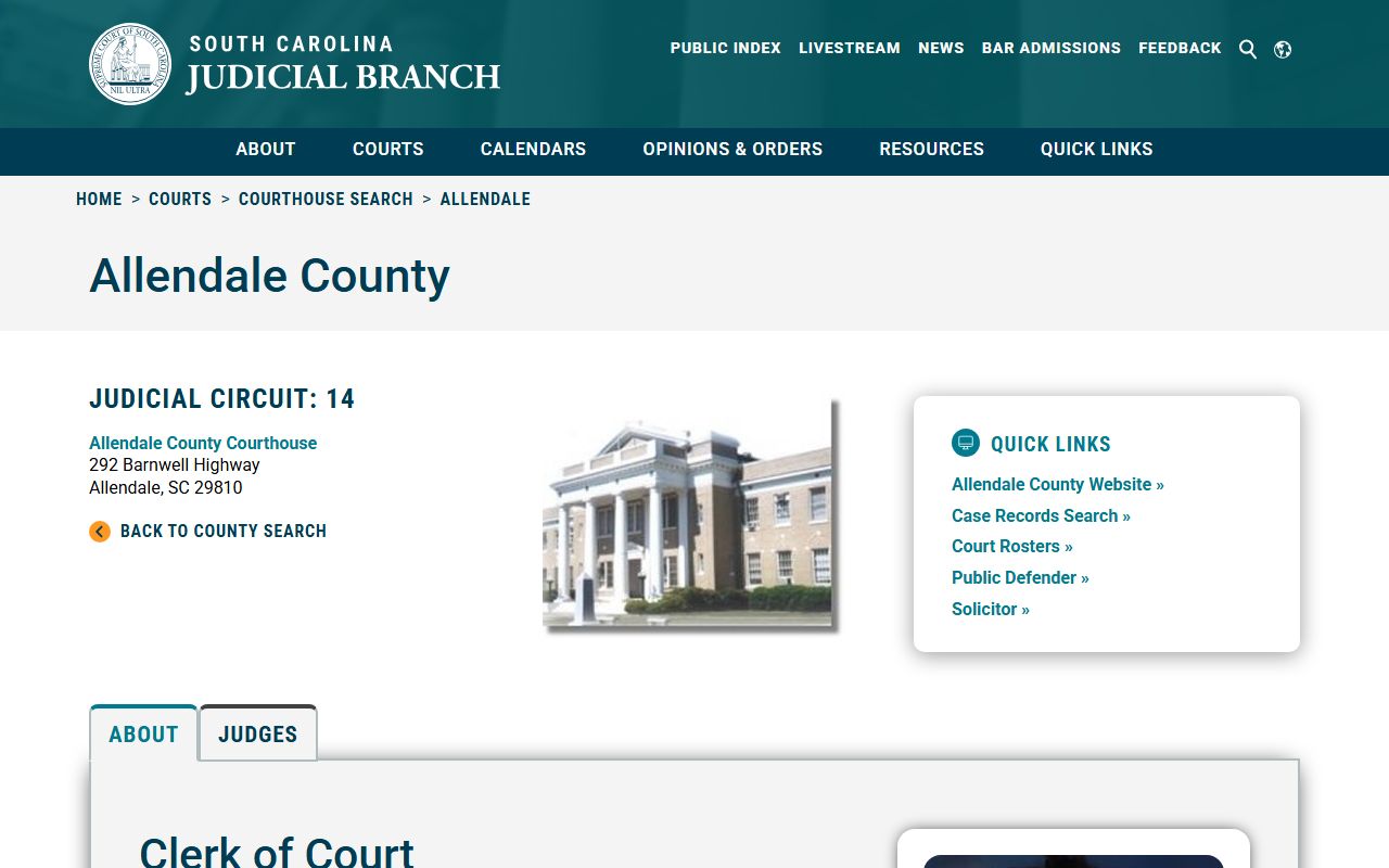 Allendale County family court records clerk contact