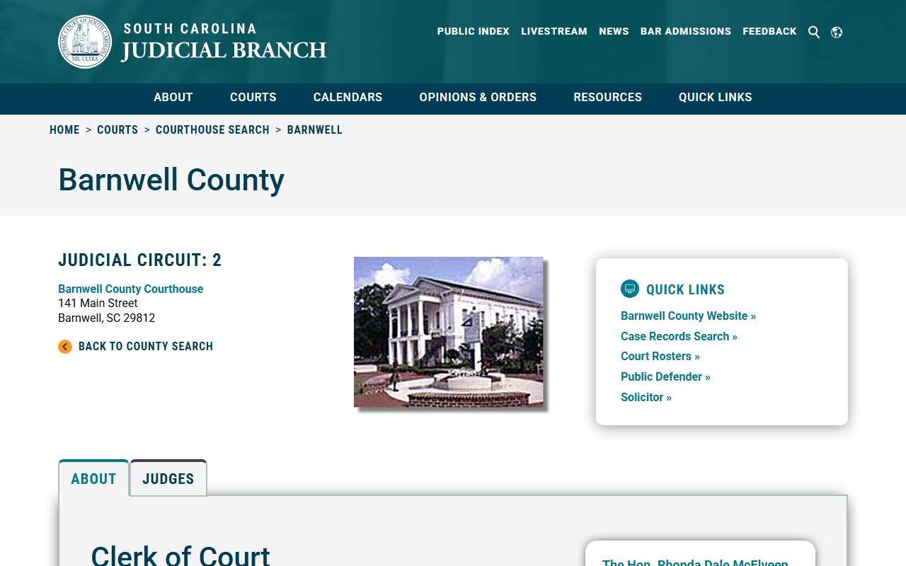 Barnwell County family court records clerk directory