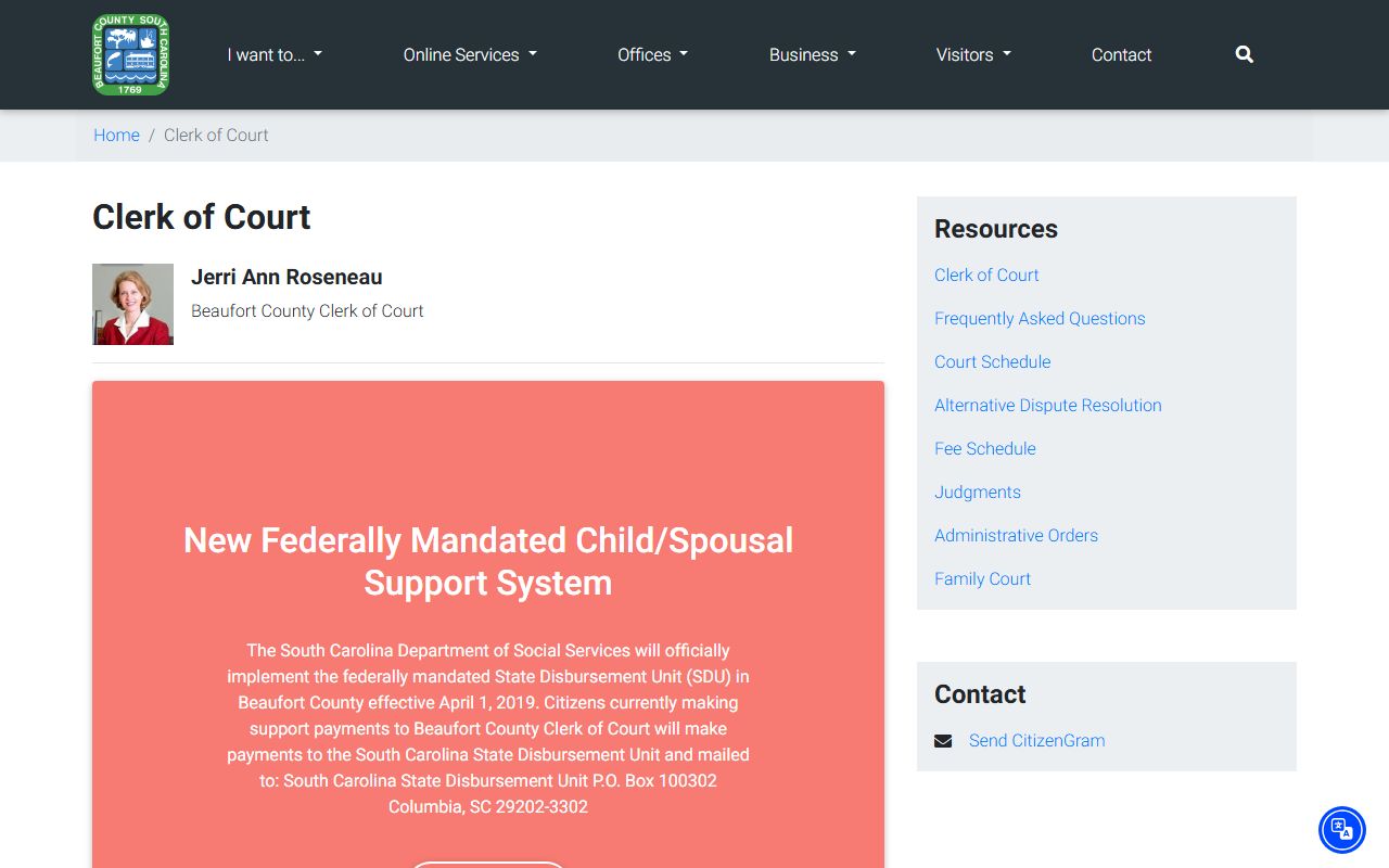 Beaufort County family court records clerk of court