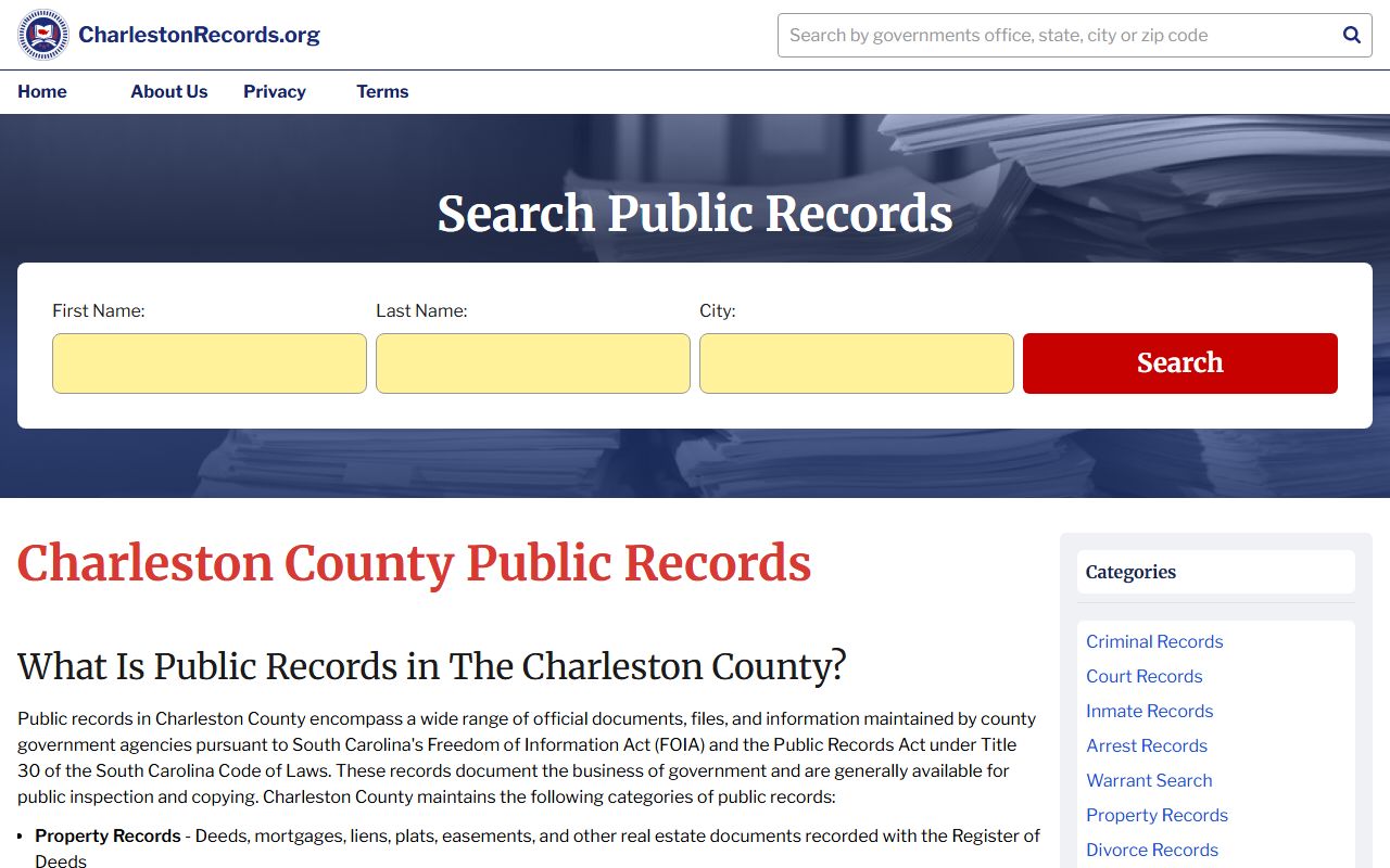 Charleston County family court records public records search