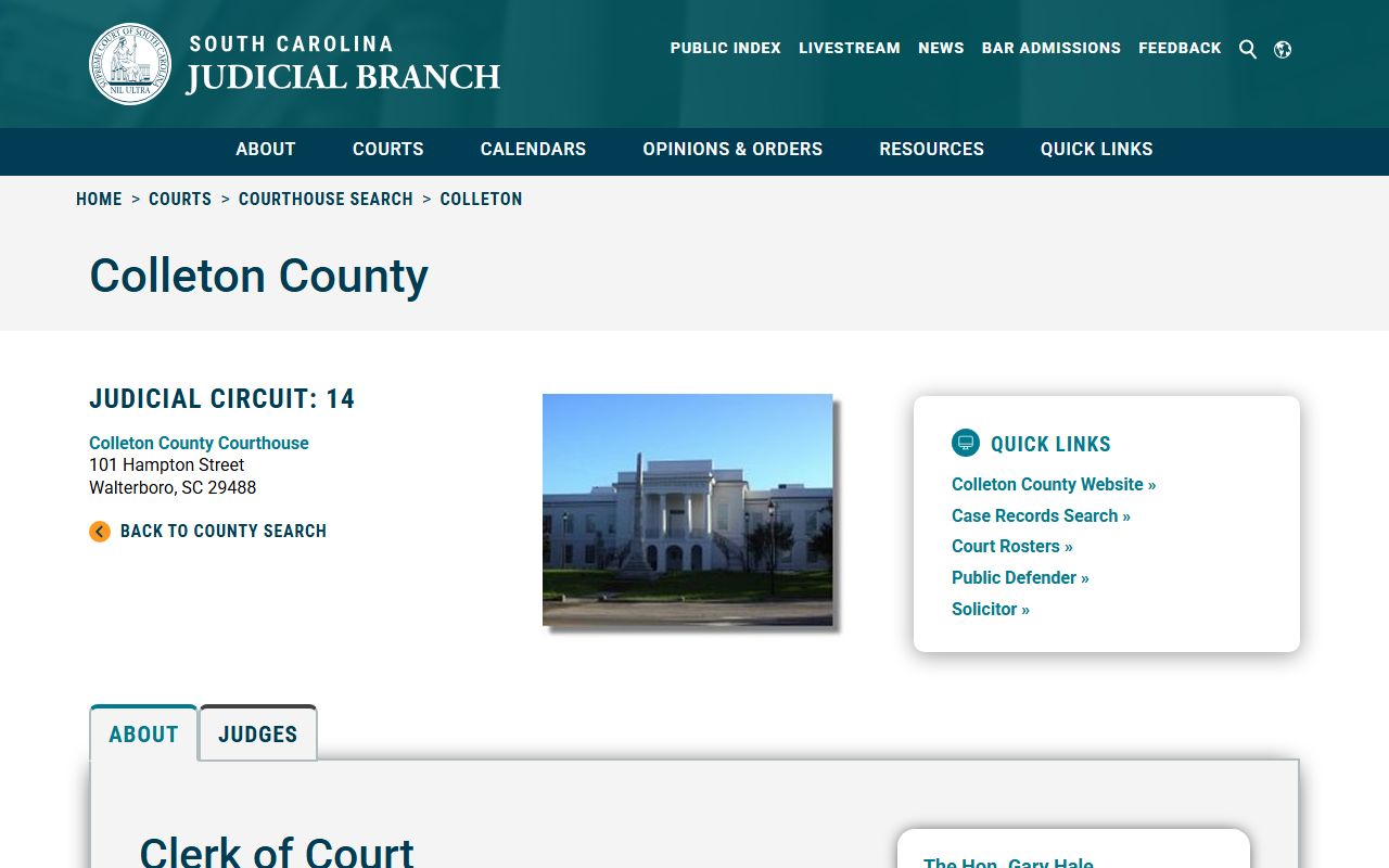 Colleton County family court records clerk of court