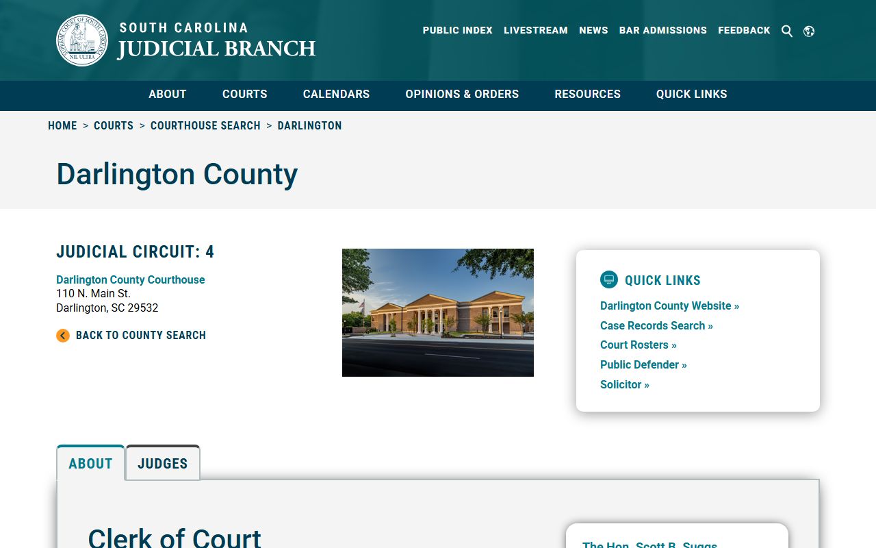 Darlington County family court records clerk of court