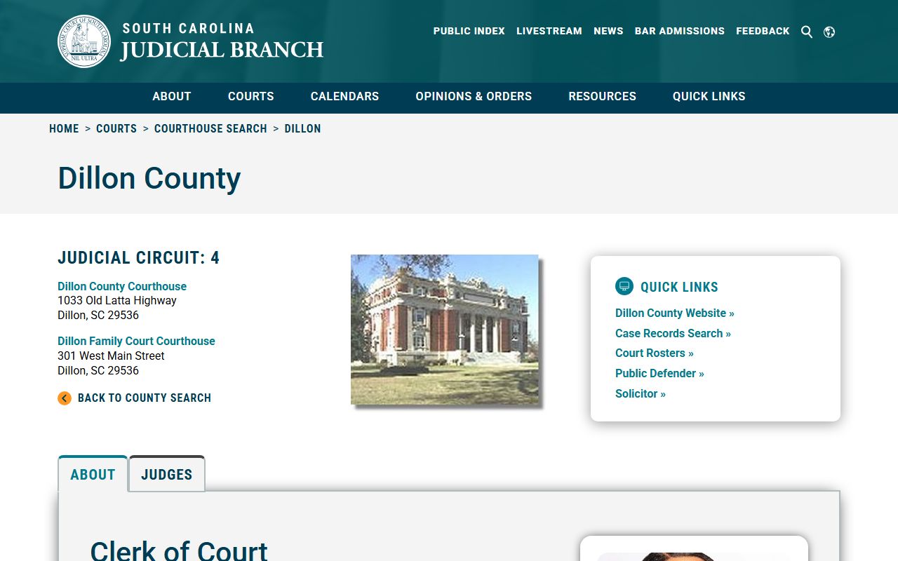 Dillon County family court records clerk of court