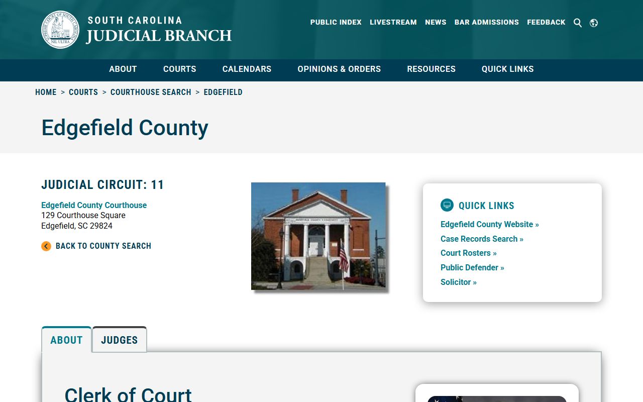 Edgefield County family court records clerk of court