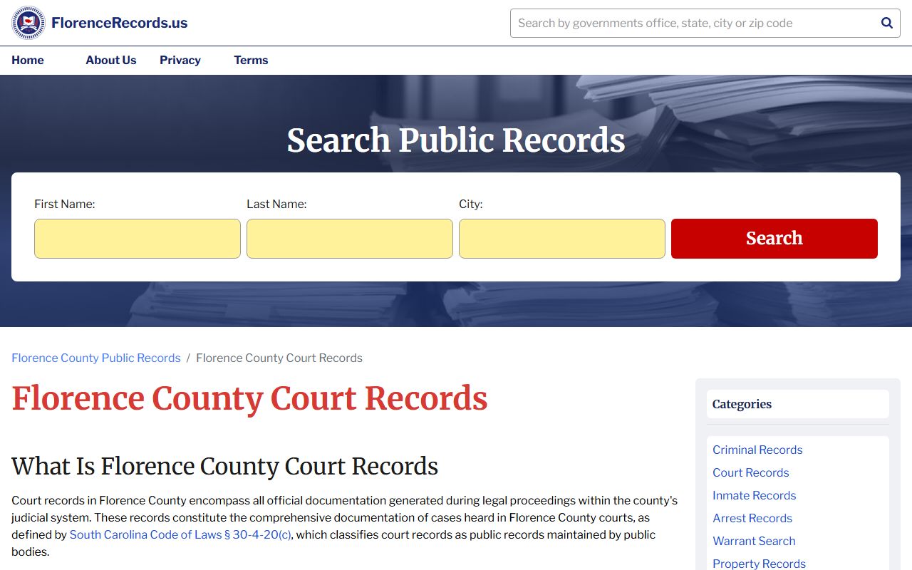 Florence County family court records county court records portal