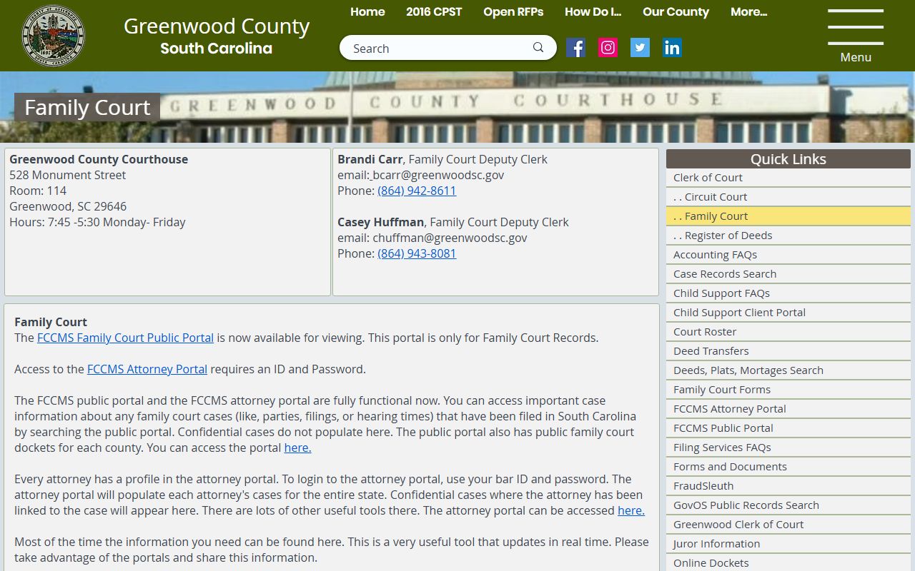 Greenwood County family court records official family court page