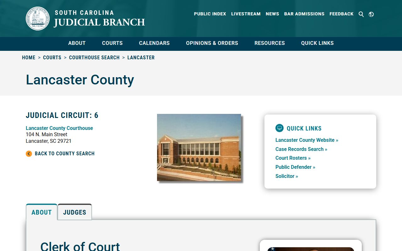Lancaster County family court records Clerk of Court