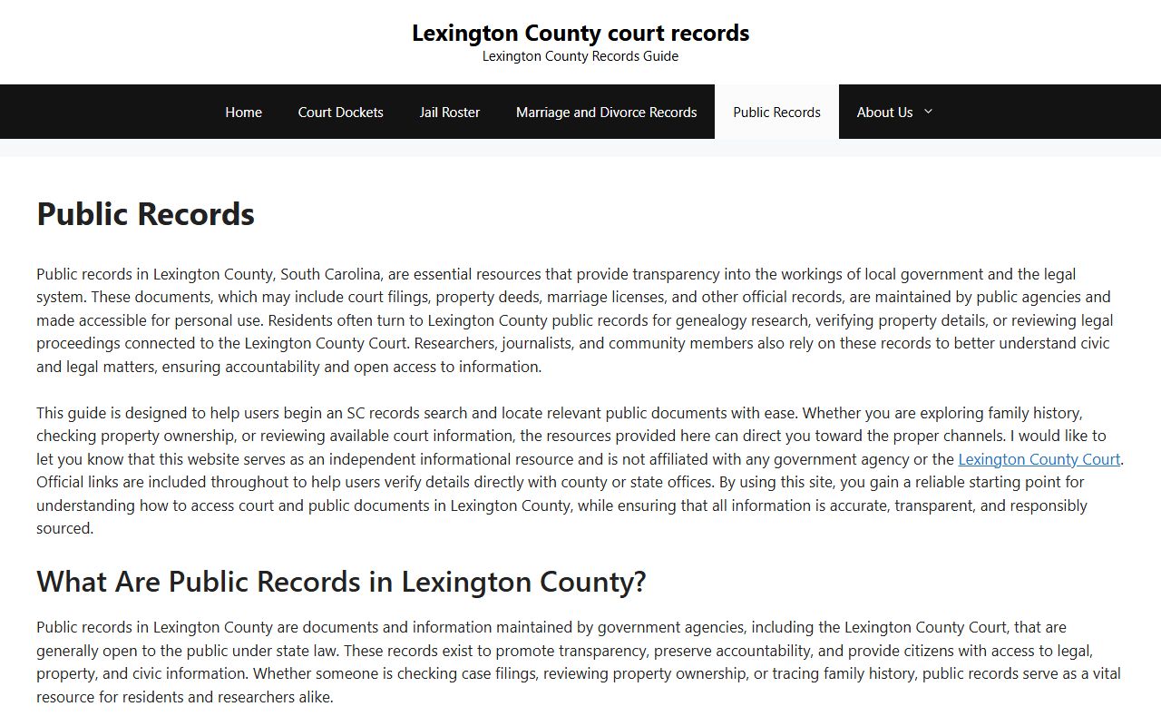Lexington County family court records public records access