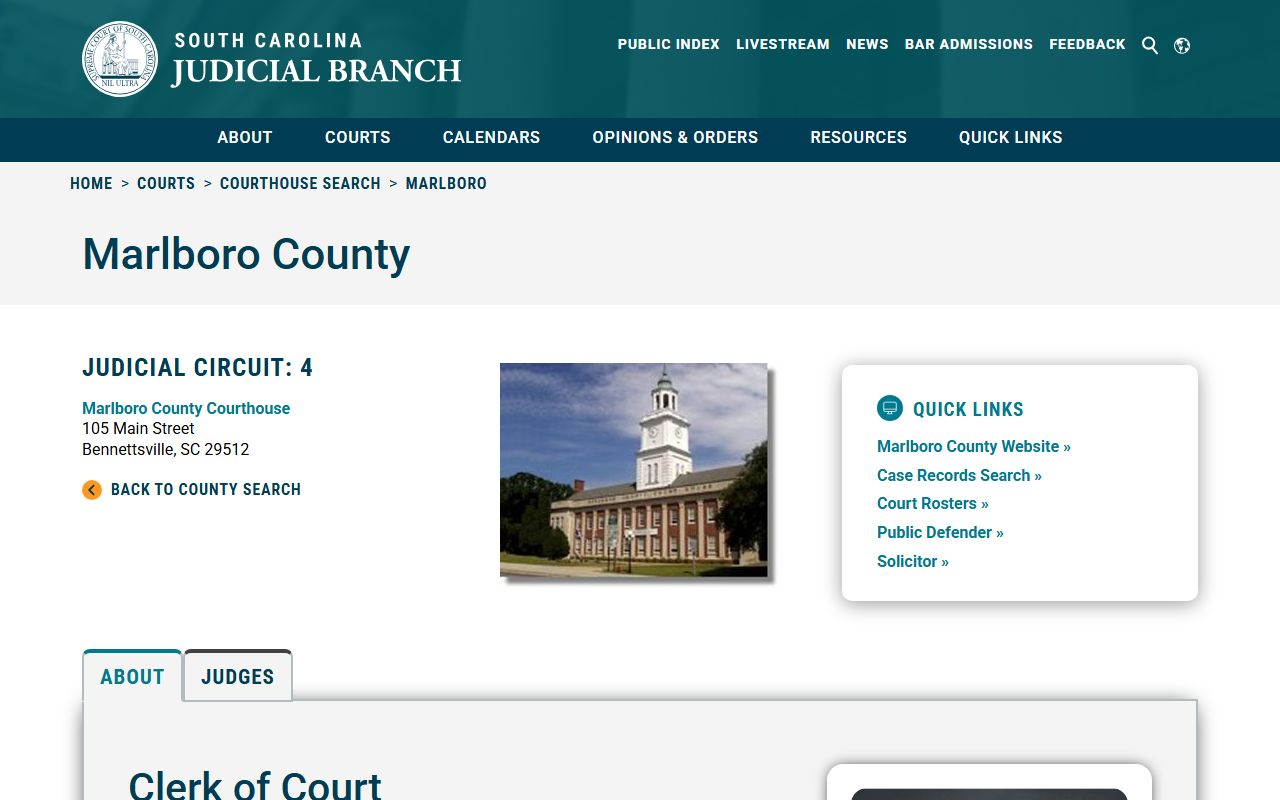 Marlboro County family court records clerk of court Bennettsville