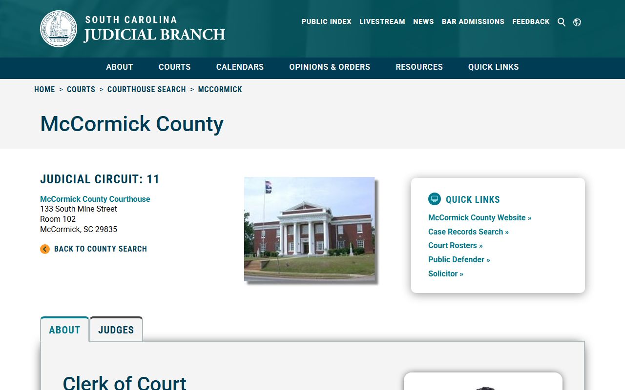 McCormick County family court records clerk of court