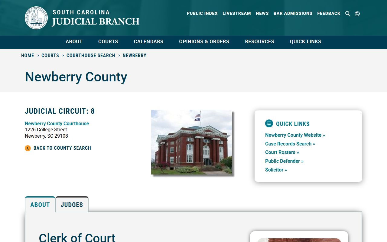Newberry County family court records clerk of court