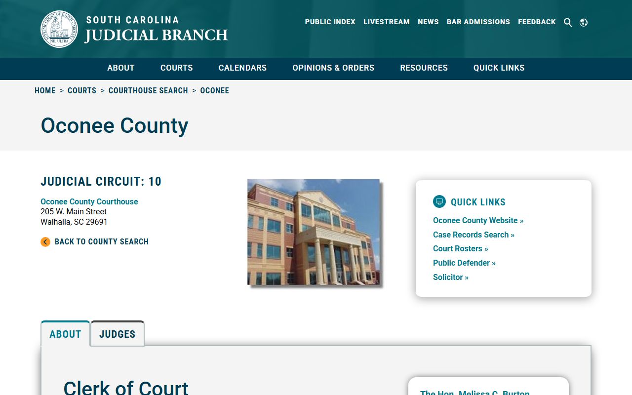 Oconee County family court records clerk of court Walhalla