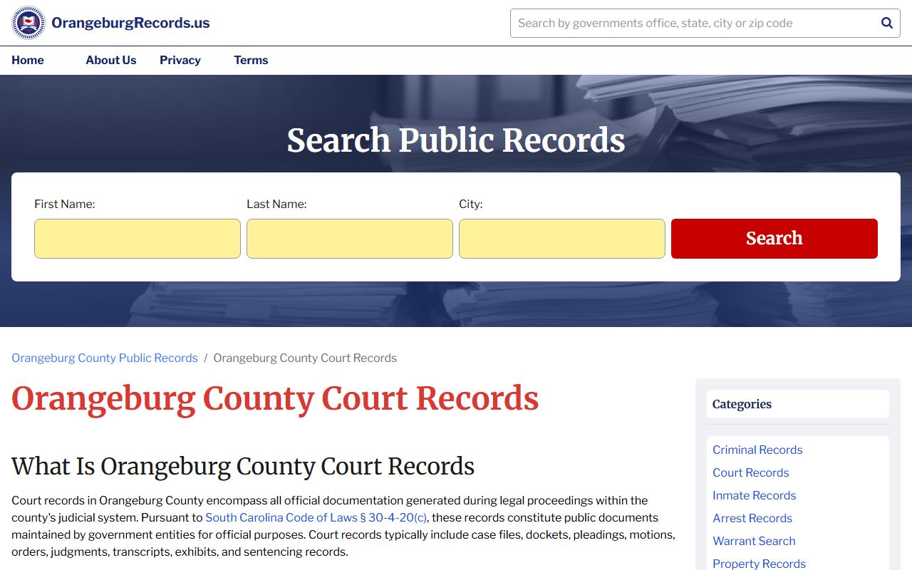 Orangeburg County family court records court records portal