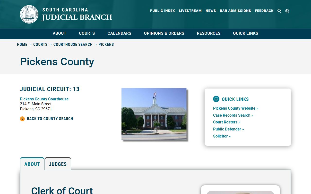 Pickens County family court records clerk of court Gail Hood