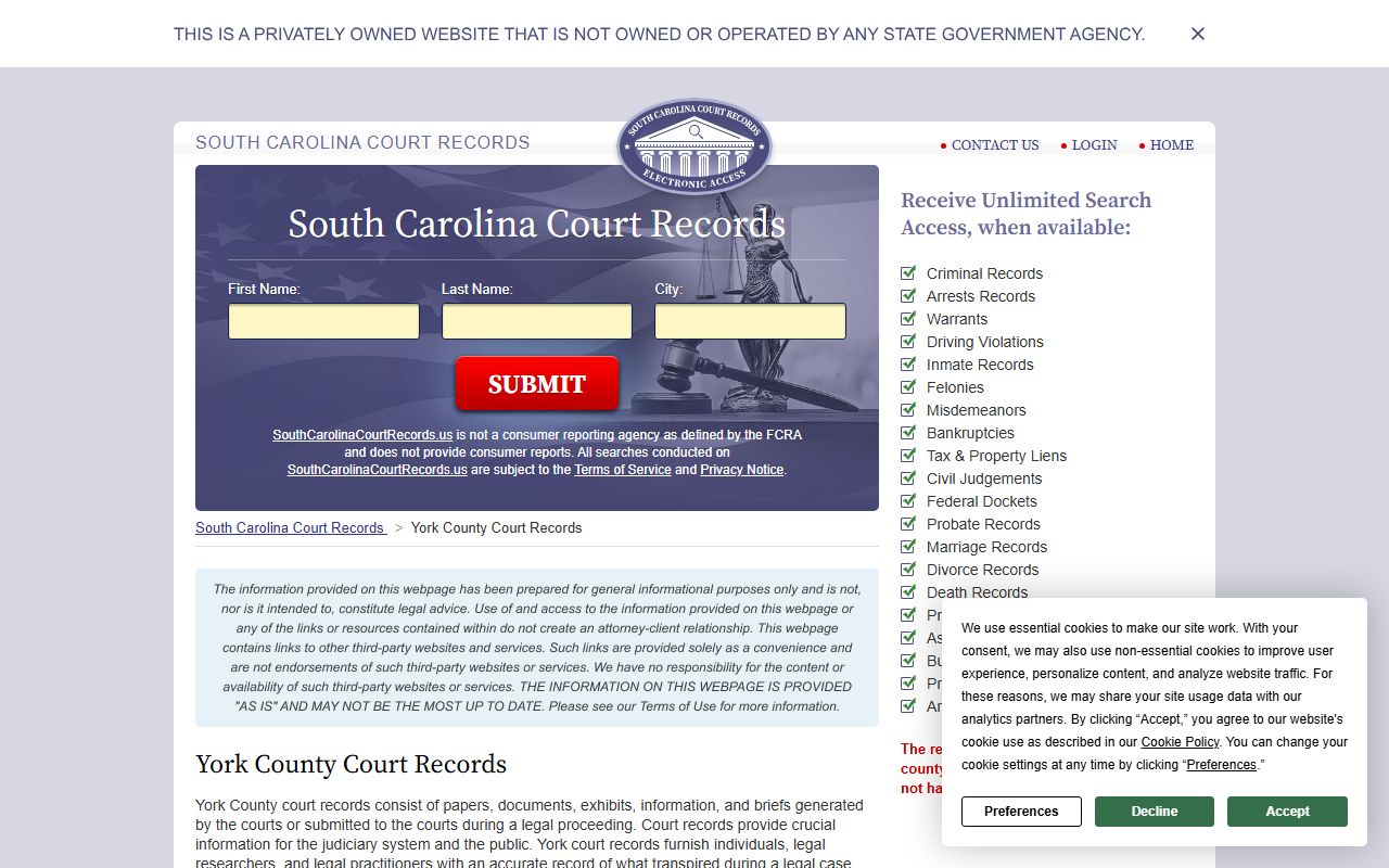 York County court records family court records access